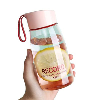 학교로 돌아가기 380ml 휴대용 여자용 물병 투명 플라스틱 병