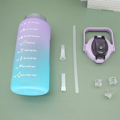 플라스틱 빨대 스포츠 물병 대용량 경사 색상 음료 컵 야외용