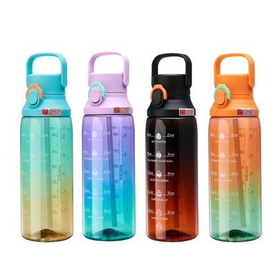 투명 하락 색상 컵 750ml 용량 스냅 캡 스포츠 물병 손잡이