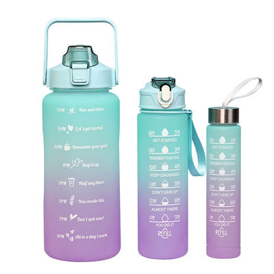 32oz BPA 무료 시간 표시기 3Pcs 플라스틱 얼음 동기 부여 물병 세트 스포츠 분홍색