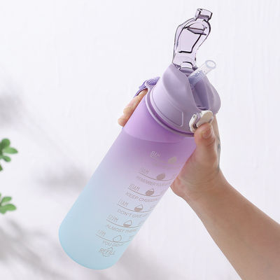 32oz BPA 무료 시간 표시기 3Pcs 플라스틱 얼음 동기 부여 물병 세트 스포츠 분홍색
