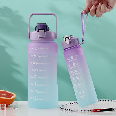 32oz BPA 무료 시간 표시기 3Pcs 플라스틱 얼음 동기 부여 물병 세트 스포츠 분홍색