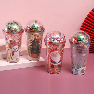 500ml 크리스마스 스타일 플라스틱 물병 지속 가능한 음주용 귀여운 텀블 디자인