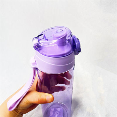 트리탄 600ml 보라색 물병 체육관용 손잡이 로프로 된 플라스틱 스포츠 음료 병