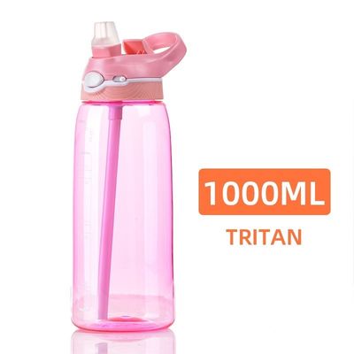 이 1 리터 BPA 없는 물병으로 수분을 유지하십시오. 트리탄 플라스틱과 빨대가 포함되어 있습니다.