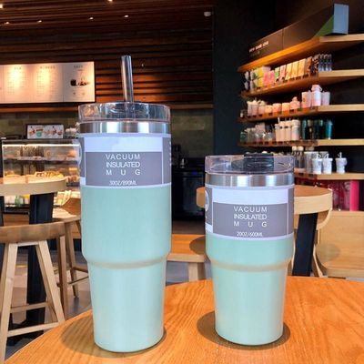 맞춤형 색상 20 oz / 30 oz 스테인리스 스틸 단열 물컵 피트니스 짚