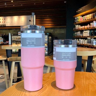 20 oz / 30 oz 스테인리스 스틸 단열 물컵 여행 스포츠 휴대용 테르모스 병 빨대