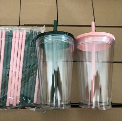 1개 맞춤형 DIY 16oz 24oz 쌍벽 플라스틱 아크릴 맑은 컵