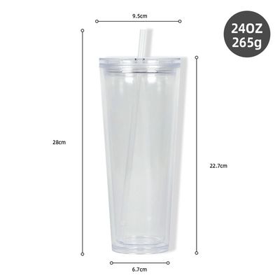 24oz 아크릴 듀플 월 콜드 텀블러 파티 용품에 맞춘 컬러 플라스틱 PP 컵