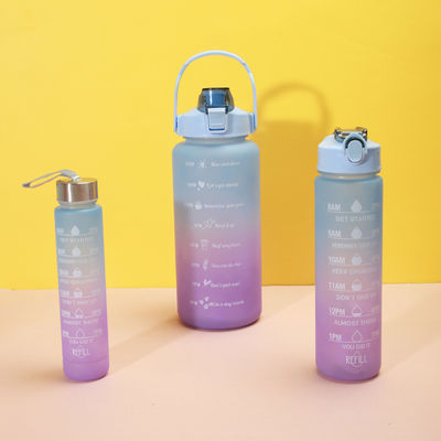 체육관 및 스포츠용 시간 표시기와 함께 2000ml 900ml 300ml 3 in 1 사용자 지정 플라스틱 빨대 병