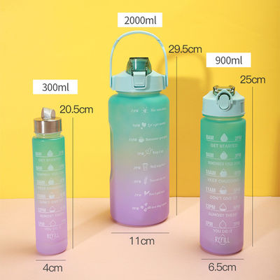 체육관 및 스포츠용 시간 표시기와 함께 2000ml 900ml 300ml 3 in 1 사용자 지정 플라스틱 빨대 병
