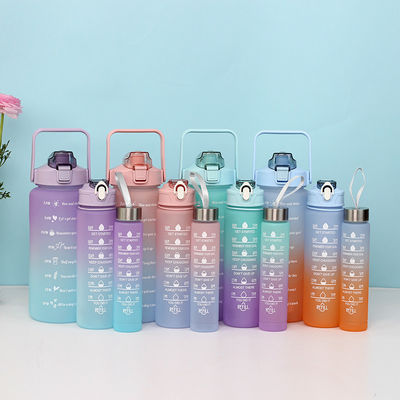 2023 그라디언트 컬러 3인 1 세트 64온스 반 갤런 체육관 동기 부여 물병 2000ML 900ML 280ML