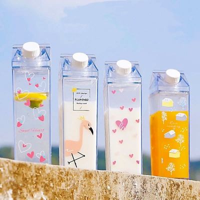 사용자 지정 로고 수용 500ml 1000ml 투명한 아크릴 우유 카튼 물병