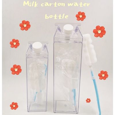 사용자 지정 로고 수용 500ml 1000ml 투명한 아크릴 우유 카튼 물병