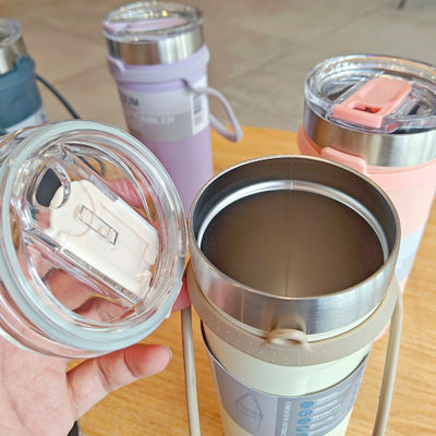 550ml/710ml 스테인레스 스틸 여행 귀여운 컵 액세서리 실리콘 로프