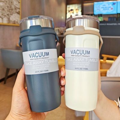 550ml/710ml 스테인리스 스틸 실외 여행 컵 실리콘 로프 친환경