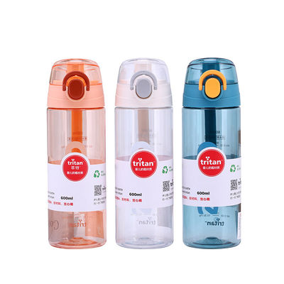 600ml 트리탄 투명한 물병 핸들 뚜?? 이 있는 플라스틱 스포츠 음료 병