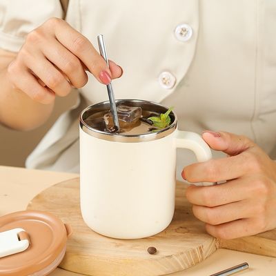 커스텀 디자인 500ml 휴대용 스테인레스 스틸 물병 넓은 입과 손잡이