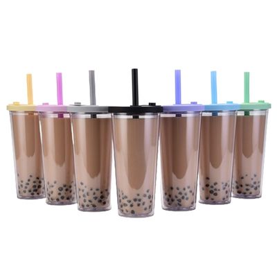 음료용품 종류 MUGS 재사용 가능한 플라스틱 우유 차 컵 짚과 함께 판매 24oz Tumbler