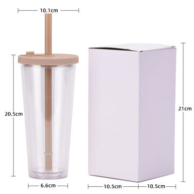 음료용품 종류 MUGS 재사용 가능한 플라스틱 우유 차 컵 짚과 함께 판매 24oz Tumbler
