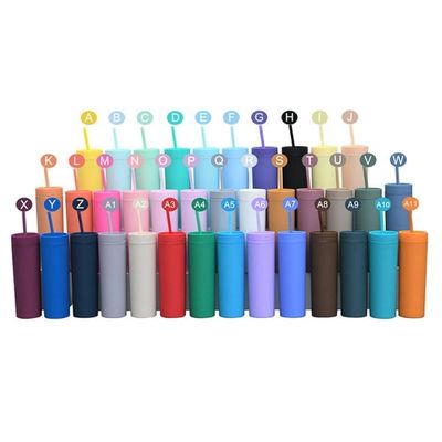 16oz 맞춤 매트 물병 쌍벽 아크릴 텀블러 커피 우유 머그와 빨대