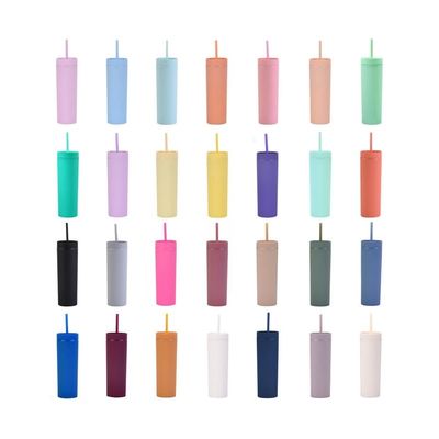 16oz 맞춤 매트 물병 쌍벽 아크릴 텀블러 커피 우유 머그와 빨대