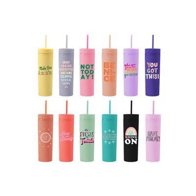 16oz 맞춤 매트 물병 쌍벽 아크릴 텀블러 커피 우유 머그와 빨대