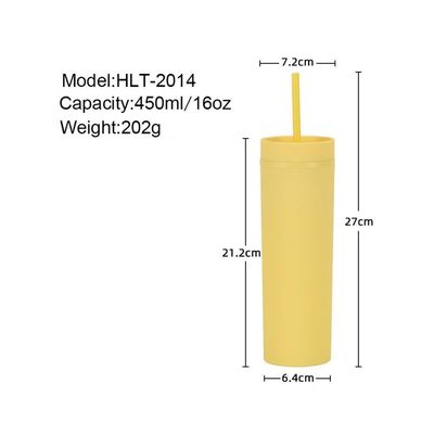 16oz 맞춤 매트 물병 쌍벽 아크릴 텀블러 커피 우유 머그와 빨대