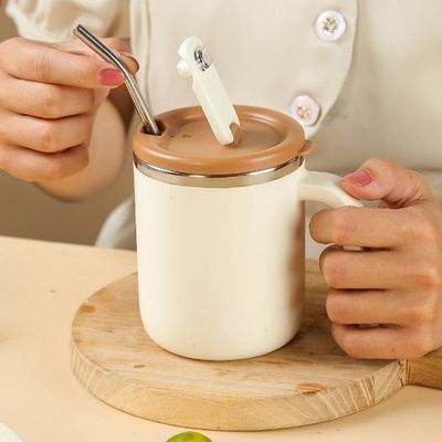 500ml 스테인리스 스틸 커피 컵 넓은 입 누출 방지 단열 캠핑용 지속가능