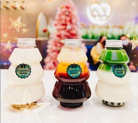 주문 500ml PET 플라스틱 스노우맨 음료 장식을위한 크리스마스 병 주문