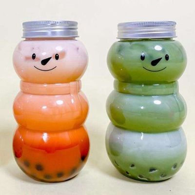 주문 500ml PET 플라스틱 스노우맨 음료 장식을위한 크리스마스 병 주문