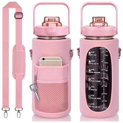 미국식 64온스 반 갤런 물병 큰 용량 2000ml 수갑과 벨트