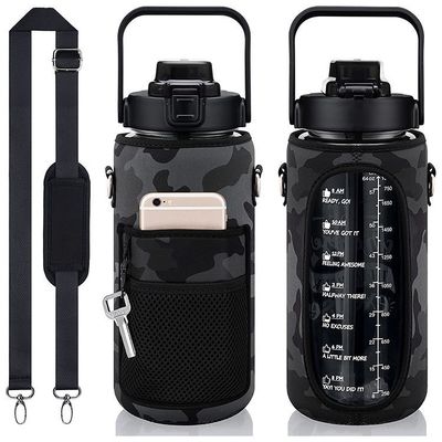 미국식 64온스 반 갤런 물병 큰 용량 2000ml 수갑과 벨트