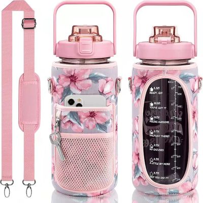 미국식 64온스 반 갤런 물병 큰 용량 2000ml 수갑과 벨트
