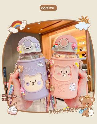 휴대용 620ml 3D 스티커 플라스틱 물병 귀여운 곰병