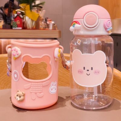 휴대용 620ml 3D 스티커 플라스틱 물병 귀여운 곰병