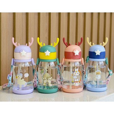 큰 용량 어린이 빨대 물컵 만화 여름 600ml 사용자 정의 색상
