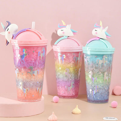 디자인 귀여운 유니콘 물병 두꺼운 벽 빨대 10cm * 25cm 타입 패션 학생