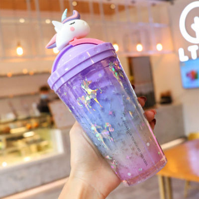 디자인 귀여운 유니콘 물병 두꺼운 벽 빨대 10cm * 25cm 타입 패션 학생