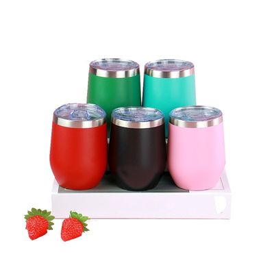 12oz 304 스테인리스 스틸 컵 컬러 파우더 코팅 누출 방지 이중 벽 휴대용 학생 단열 컵 뚜??