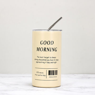 스테인리스 스틸 320ml/600ml 이중 벽 얇은 직선 단열 커피 음료 컵 뚜?? 과 빨대