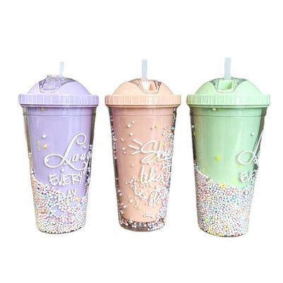 열 절연 성능 550ml 맑은 BPA 무료 반짝이는 아이스크림 여행 텀블러
