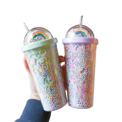 열 절연 성능 550ml 맑은 BPA 무료 반짝이는 아이스크림 여행 텀블러