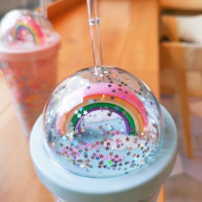 열 절연 성능 550ml 맑은 BPA 무료 반짝이는 아이스크림 여행 텀블러