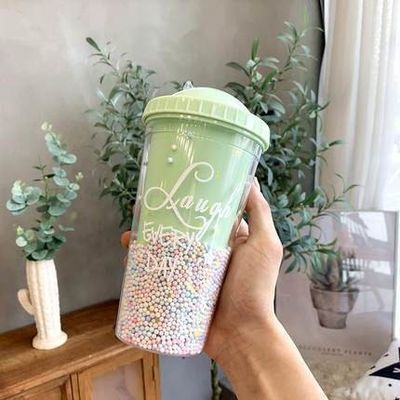 열 절연 성능 550ml 맑은 BPA 무료 반짝이는 아이스크림 여행 텀블러
