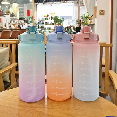 시간 스케일과 함께 2000ml 그라디언트 컬러 스페이스 컵 성인용 물병