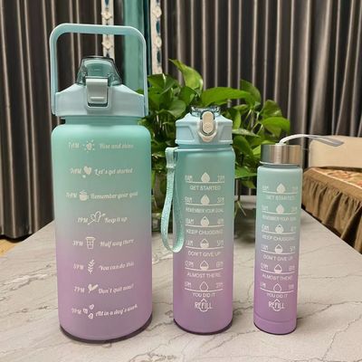 환경 BPA 무료 그라디언트 컬러 동기 부여 체육관 피트니스 스포츠 트리탄 물병 세트