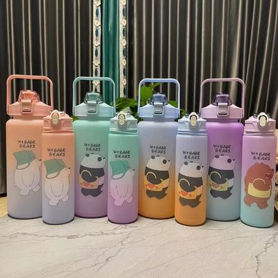 환경 BPA 무료 그라디언트 컬러 동기 부여 체육관 피트니스 스포츠 트리탄 물병 세트