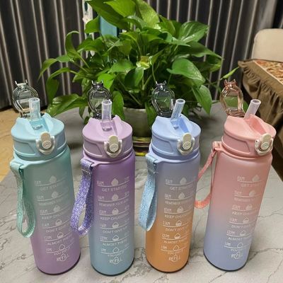 환경 BPA 무료 그라디언트 컬러 동기 부여 체육관 피트니스 스포츠 트리탄 물병 세트
