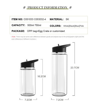750ml 투명한 플라스틱 스포츠 피트니스 끓는 물을 사용하는 음료수 병